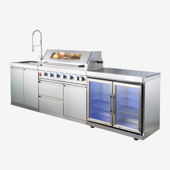 STAINLESS STEEL SINK/6 BURNER/FRIDGE KITCHEN COMBO