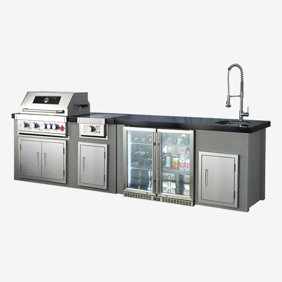 FIBRE CEMENT 4 BURNER/SIDEBURNER/FRIDGE/SINK KITCHEN COMBO