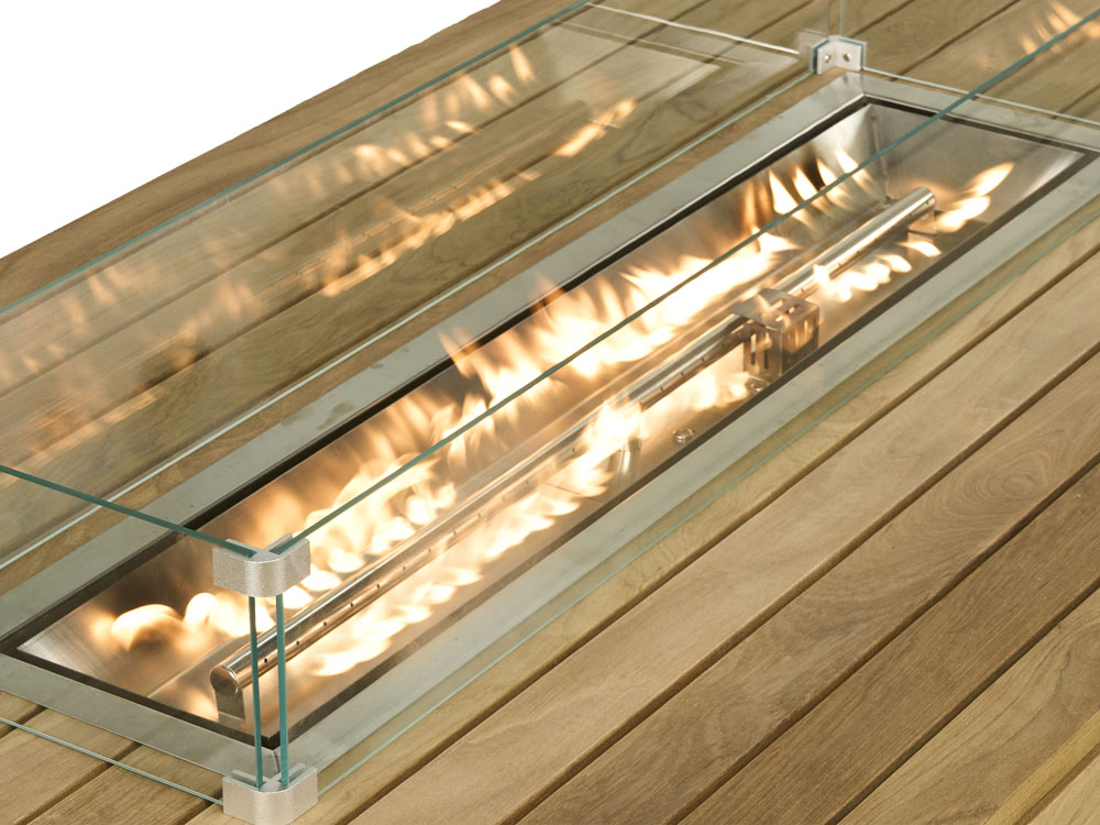 TABLE WOOD WITH FIRE GASS - Image 2