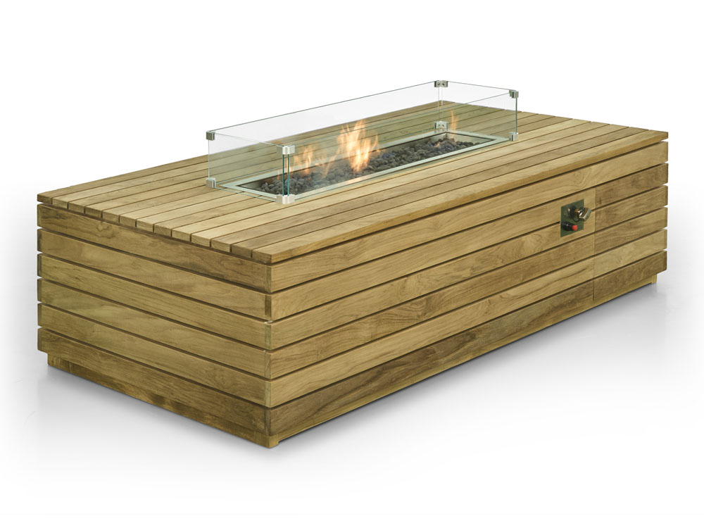 TABLE WOOD WITH FIRE GASS